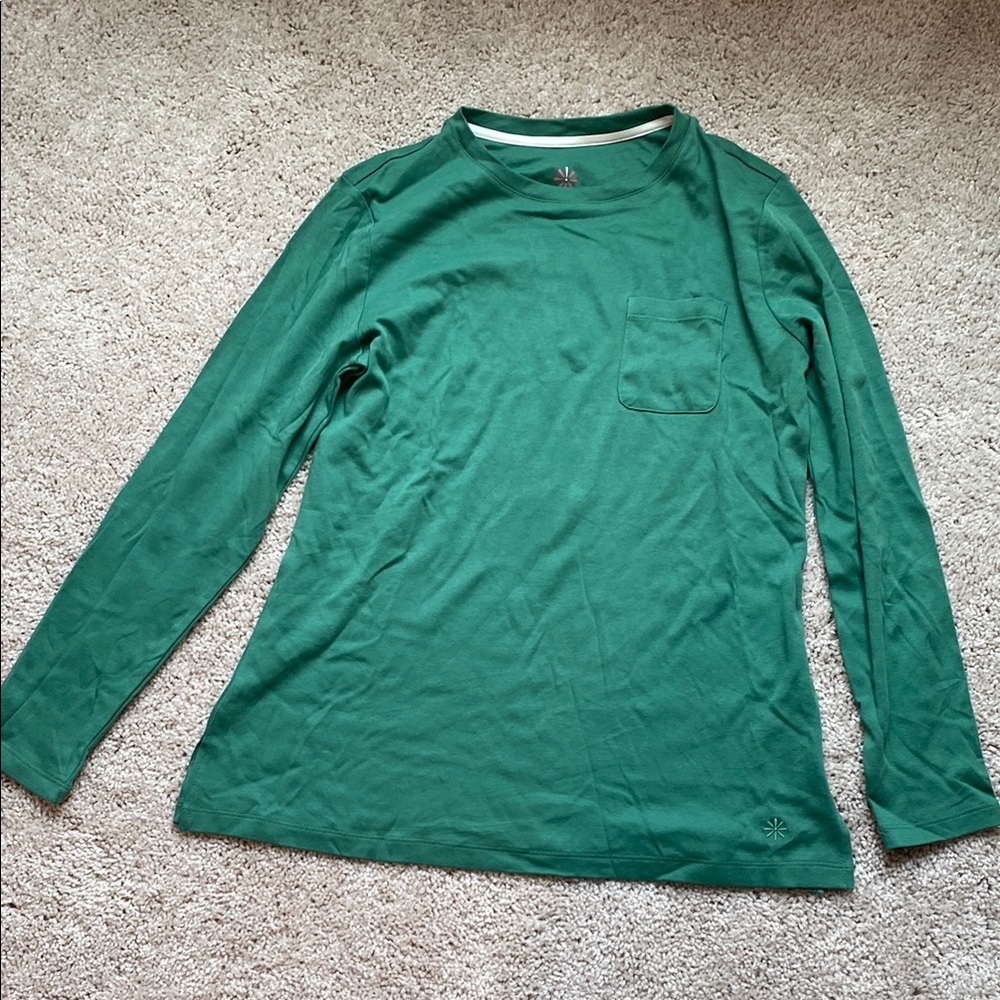 Isaac MizrahiLIVE Green Long Sleeve Shirt with Pocket